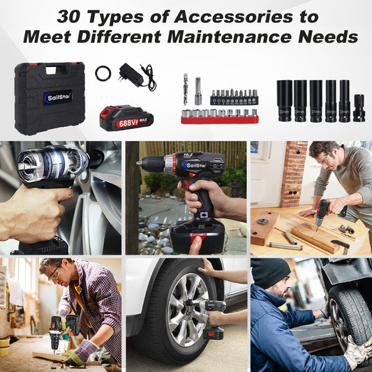 Sailstar 2 in 1 Electric Impact Wrench 8800N.M High Torque 688VF Lithium Battery Wrench & Screwdriver Dual Use