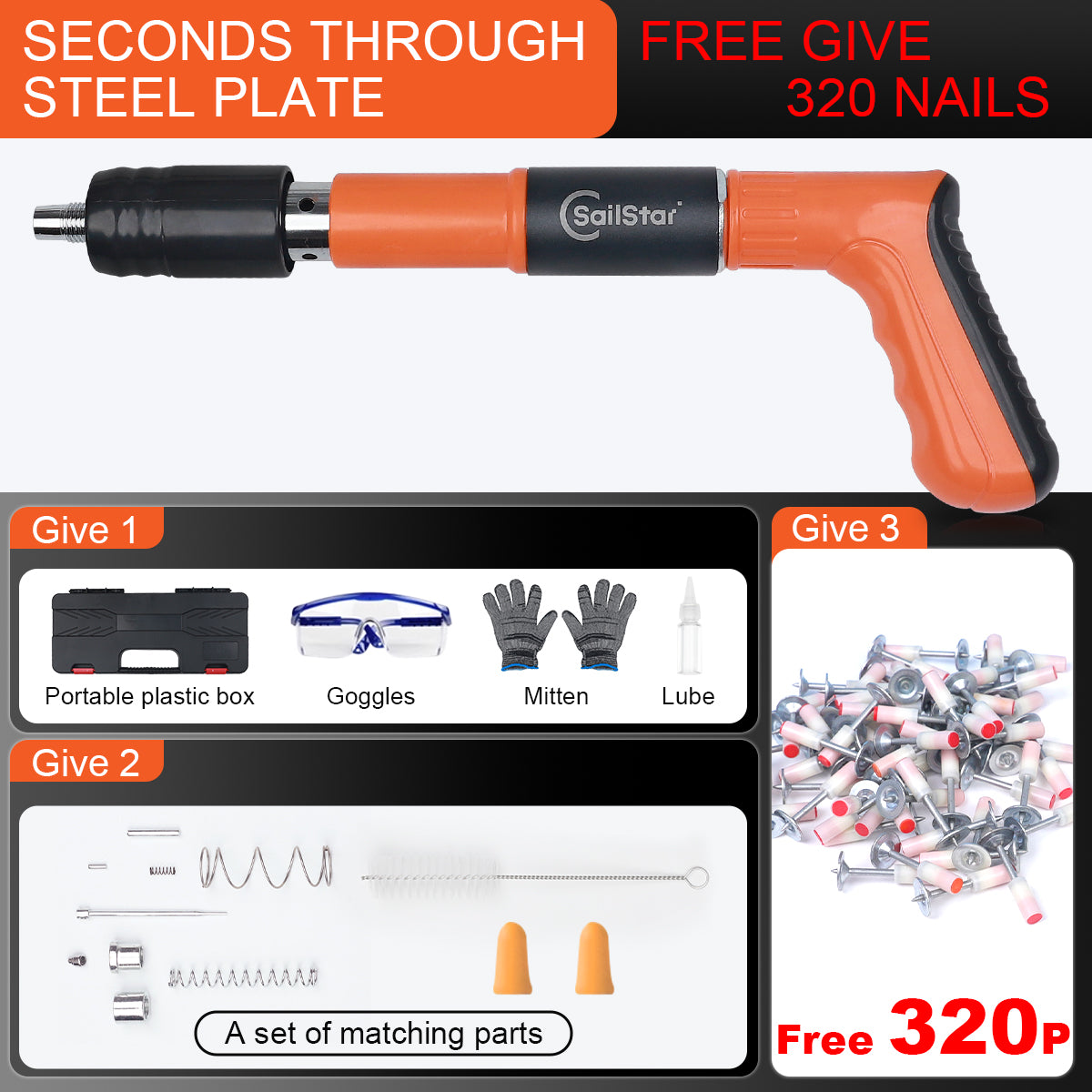 Sailstar Nail Gun Manual Steel Nail Gun For Concrete Rivet Tool Steel Rivet Gun Nail Punch Pipe Clam