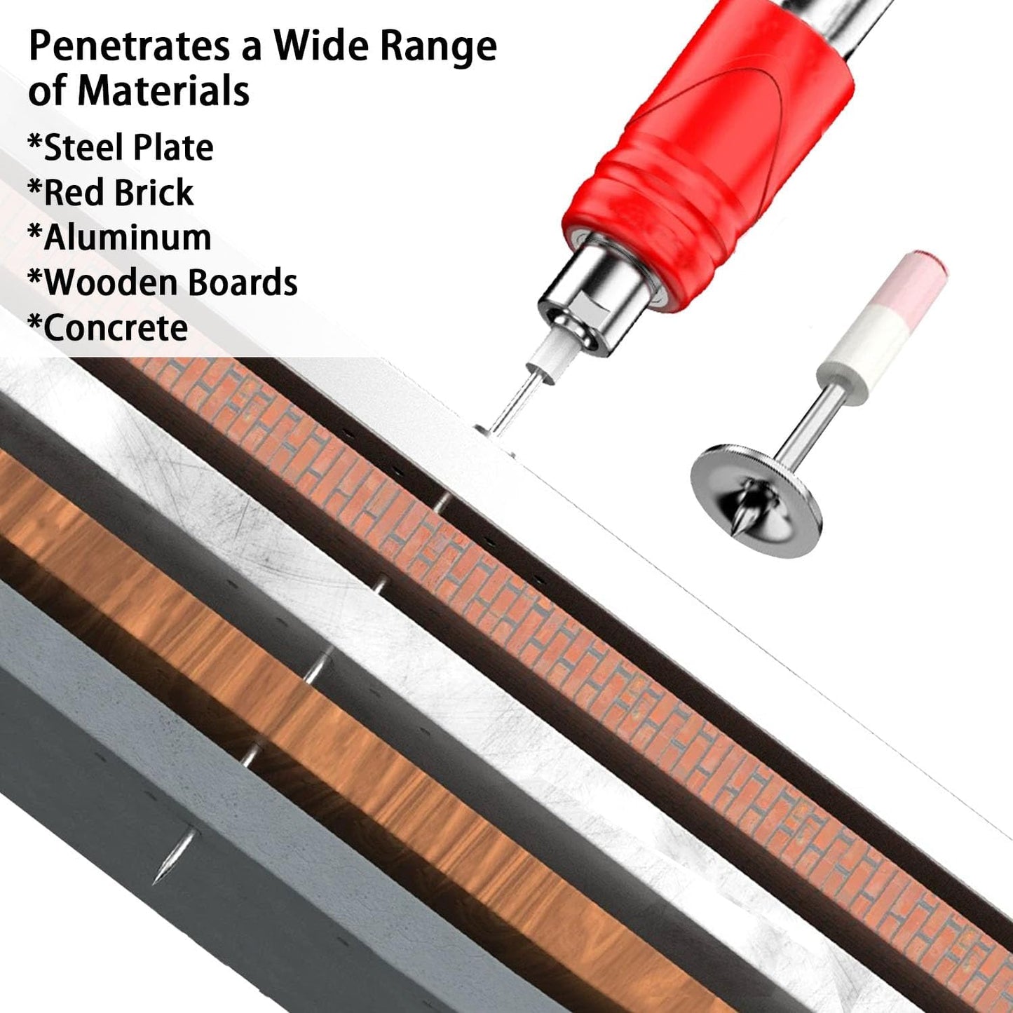 100Pcs Manual Steel Nails Steel Nail Gun Rivet Tool Accessories Nail Ceiling Round Nail fastening