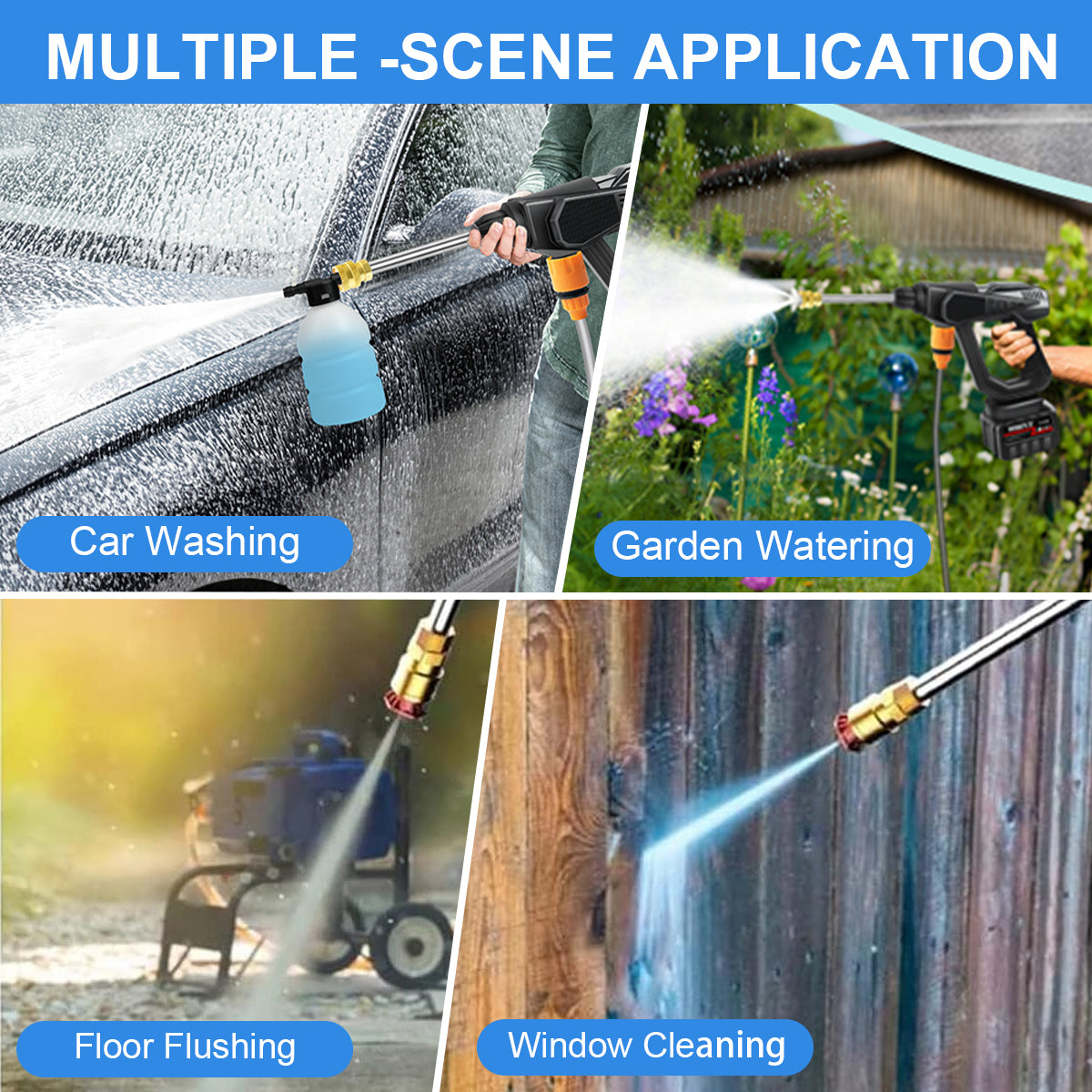 SailStar 75000KPa Wireless High - Pressure Washer - 2 Batteries & 8 - in - 1 Set