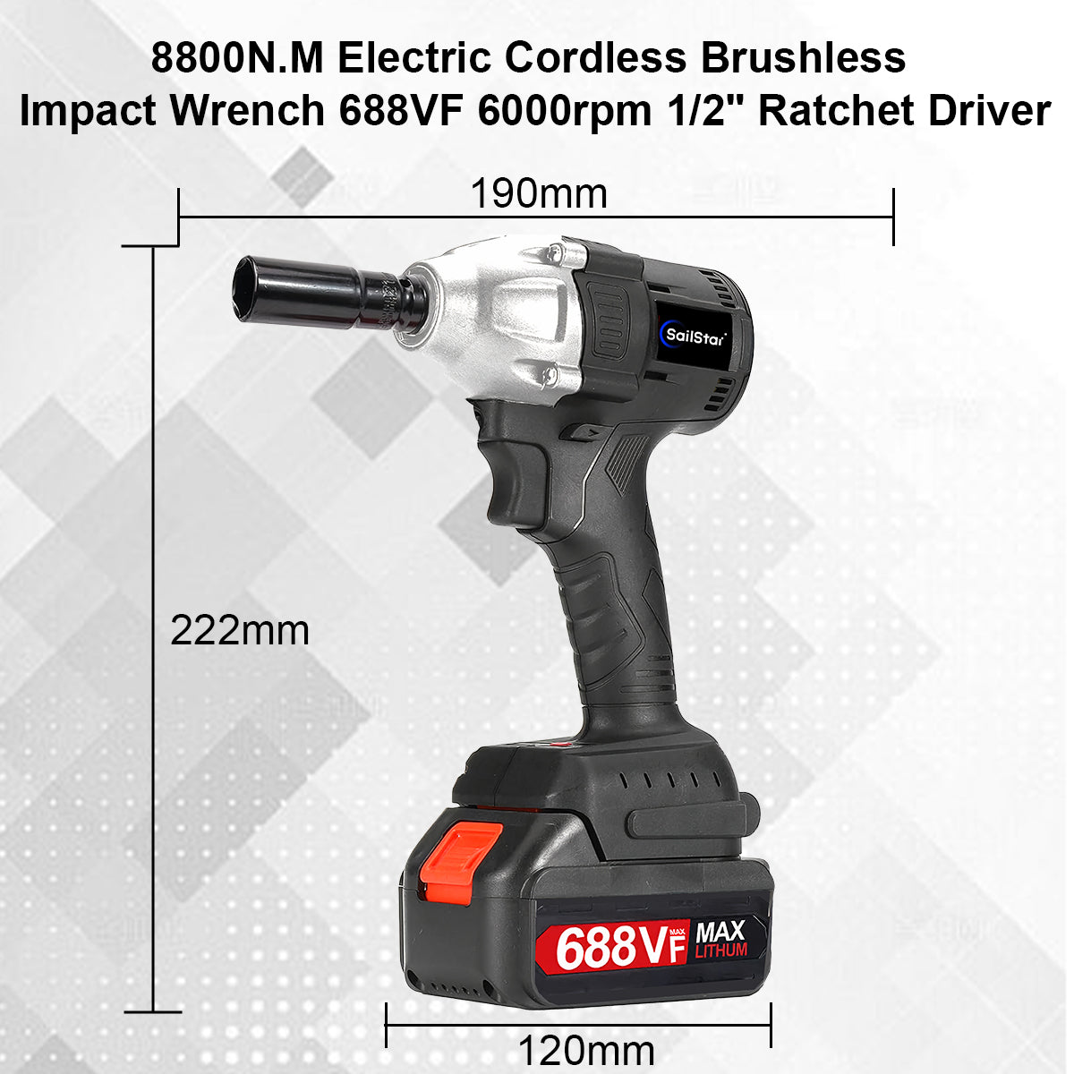 Sailstar 2 in 1 Electric Impact Wrench 8800N.M High Torque 688VF Lithium Battery Wrench & Screwdriver Dual Use