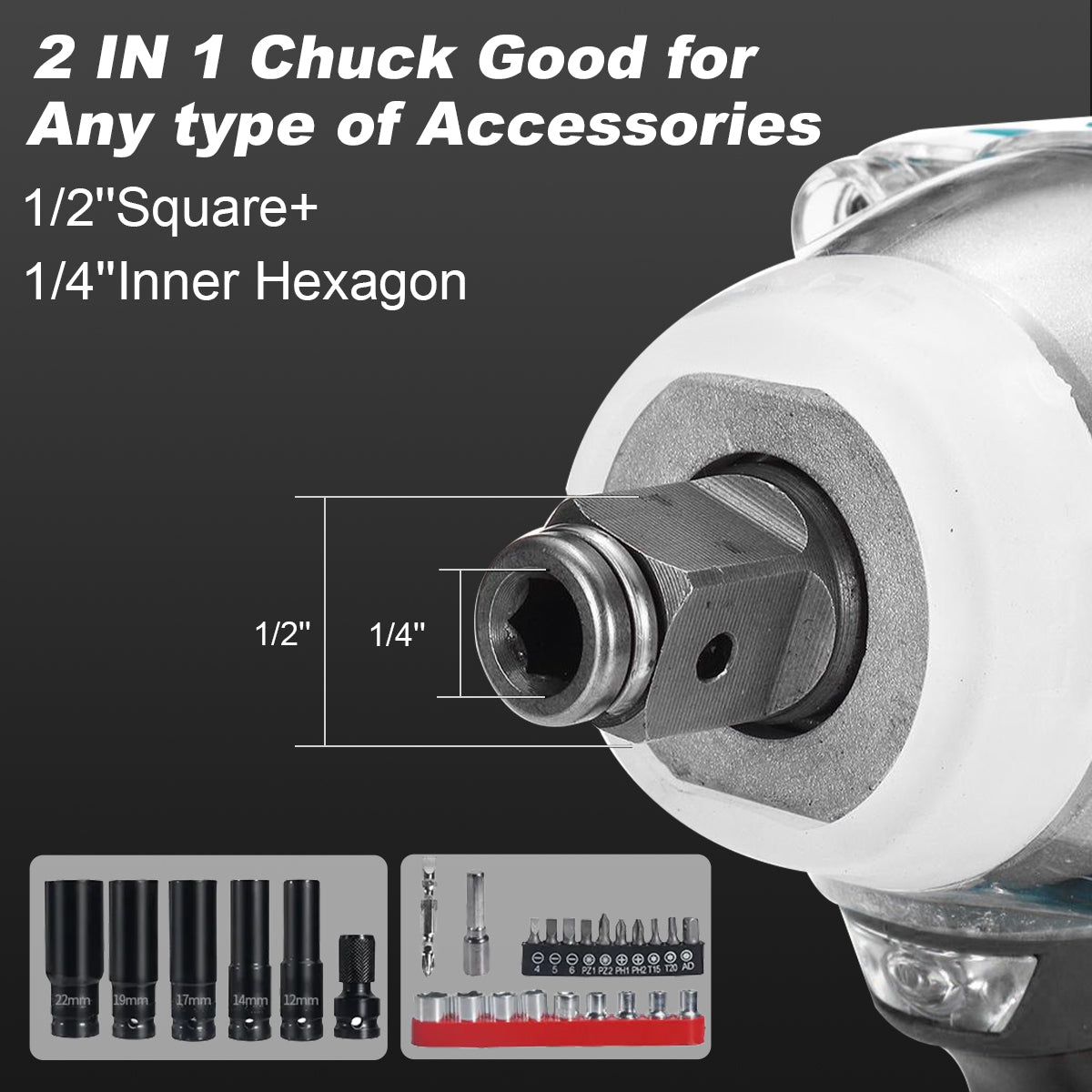 Sailstar 2 in 1 Electric Impact Wrench 8800N.M High Torque 688VF Lithium Battery Wrench & Screwdriver Dual Use