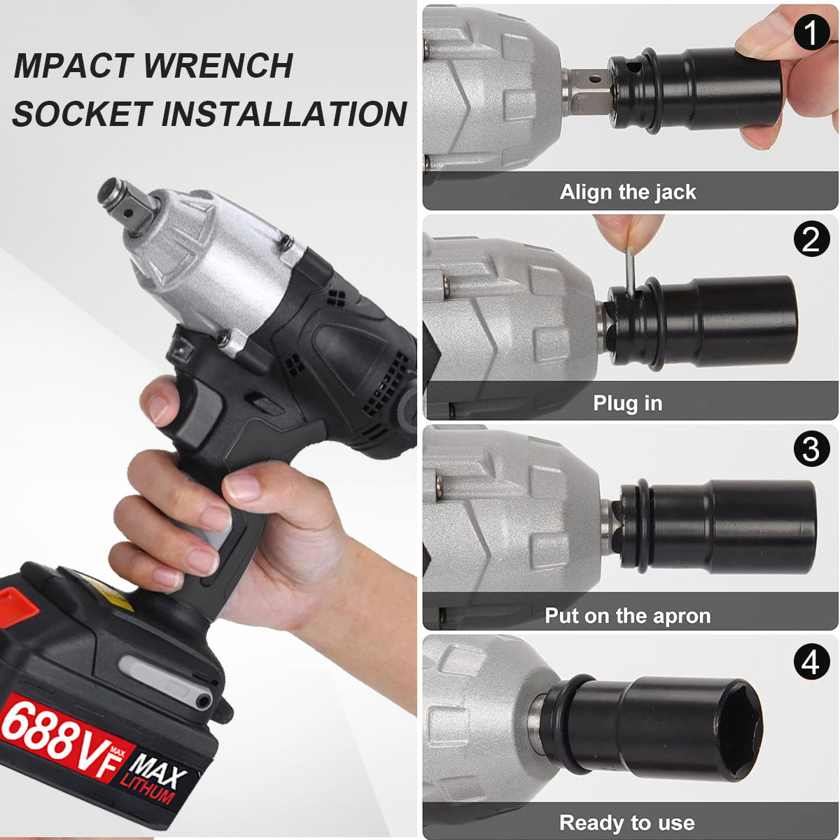 Sailstar 2 in 1 Electric Impact Wrench 8800N.M High Torque 688VF Lithium Battery Wrench & Screwdriver Dual Use